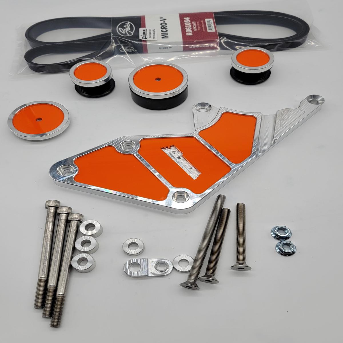 CHEVROLET TRUCK 00-13 DUAL BILLET ALTERNATOR BRACKET ***DELUXE SET*** - ORANGE