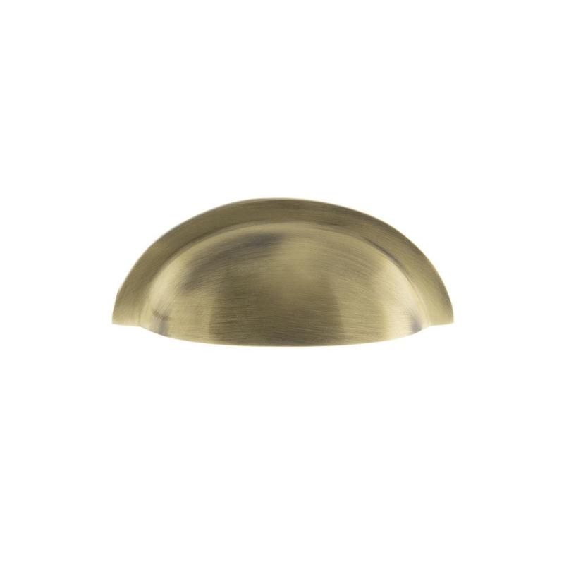 Old English Winchester Solid Brass Cabinet Cup Pull Concealed Fix - Ant. Brass