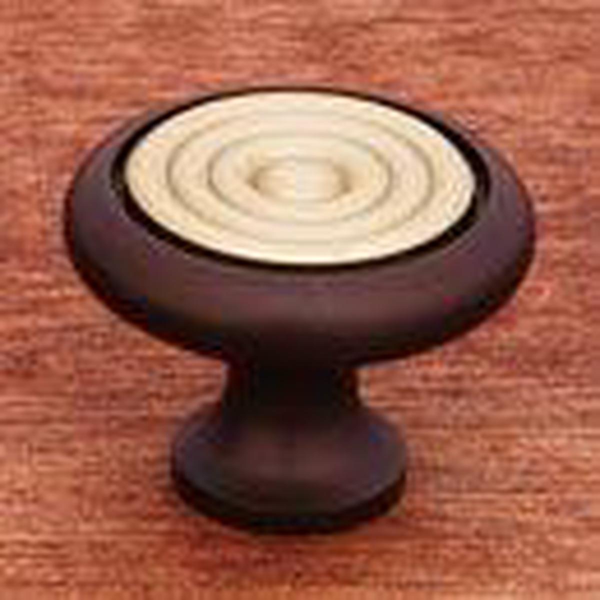 RK International CK4248 Knob with Riveted Brass Circular Insert - Oil Rubbed Bronze