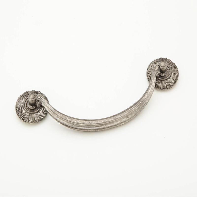 Schaub and Company Bail Pull with rosettes, Silver Antique, 5-1/2" cc 978-SA