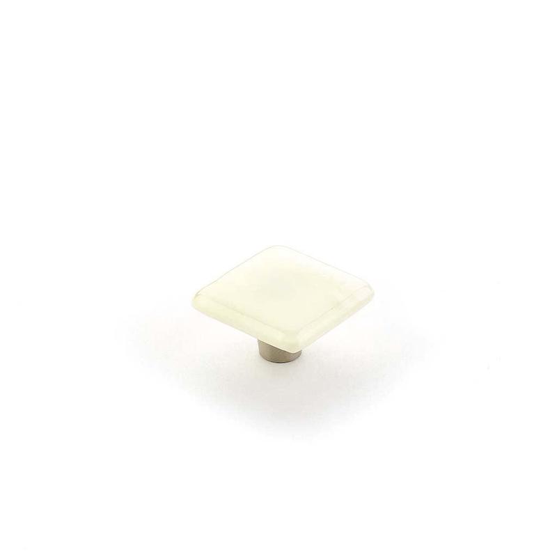 Schaub Knob, Square, Ivory Silk, 1-1/2: dia 34-IVS