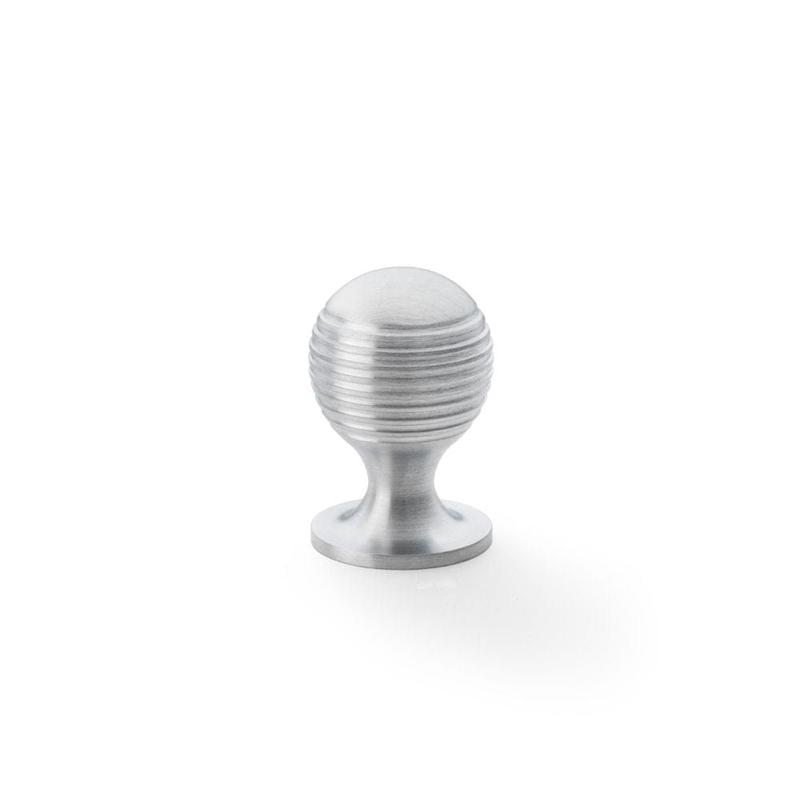 Alexander & Wilks Caesar Cupboard Knob on Round Rose - Satin Chrome - 25mm