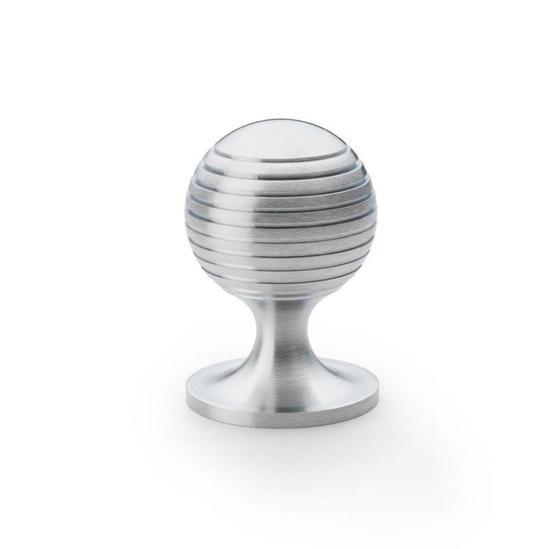 Alexander & Wilks Caesar Cupboard Knob on Round Rose - Satin Chrome - 38mm