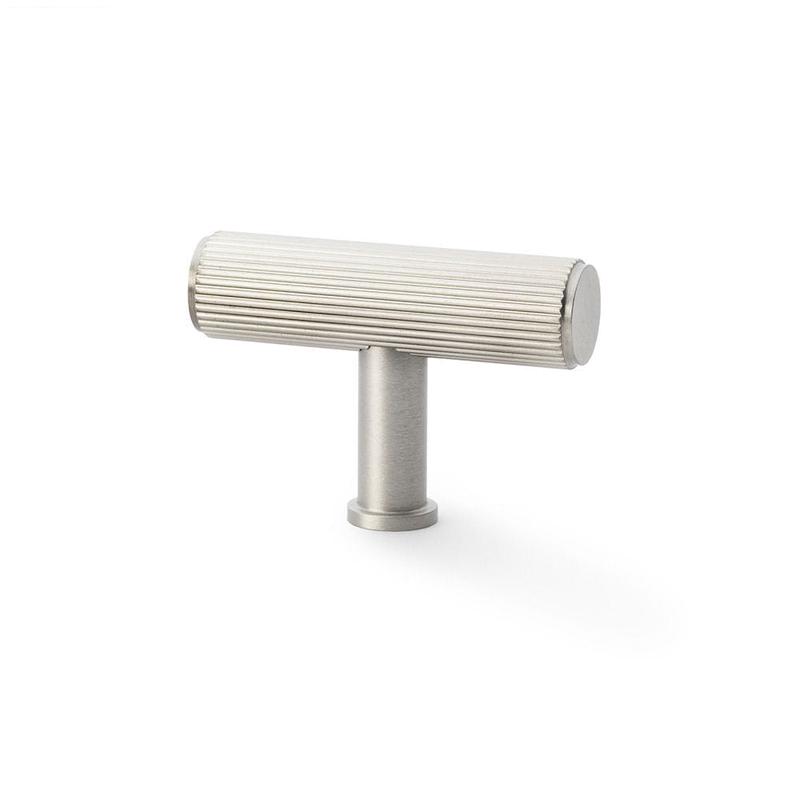 Alexander & Wilks Crispin Reeded T-bar Cupboard Knob - Satin Nickel