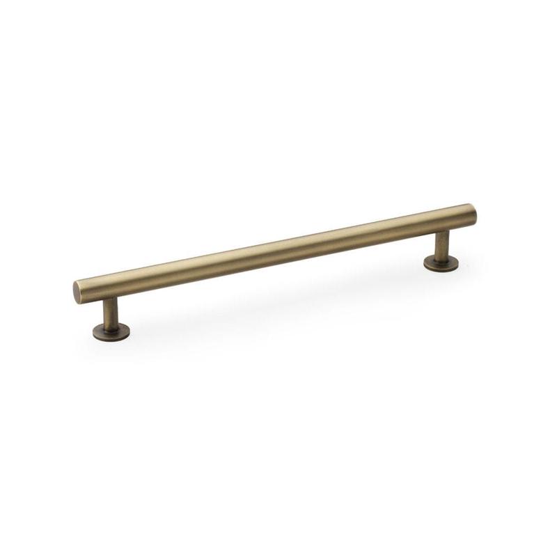 Alexander & Wilks Round T-Bar Cabinet Pull Handle - Antique Brass - Centres 192mm