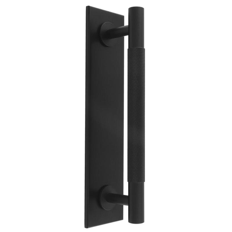 Carlisle Brass - Knurled Pull handle on Backplate - 160mm c/c - Matt Black
