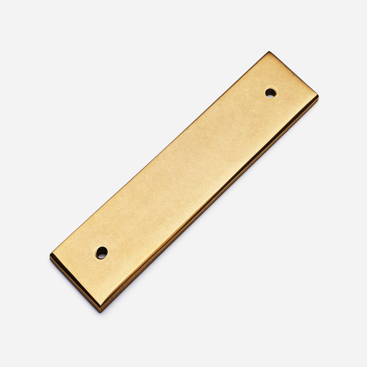 Rectangular Pull Backplate, 1.25"  5.25" (4" OC) - 4" | Aged Brass (Lacquered)