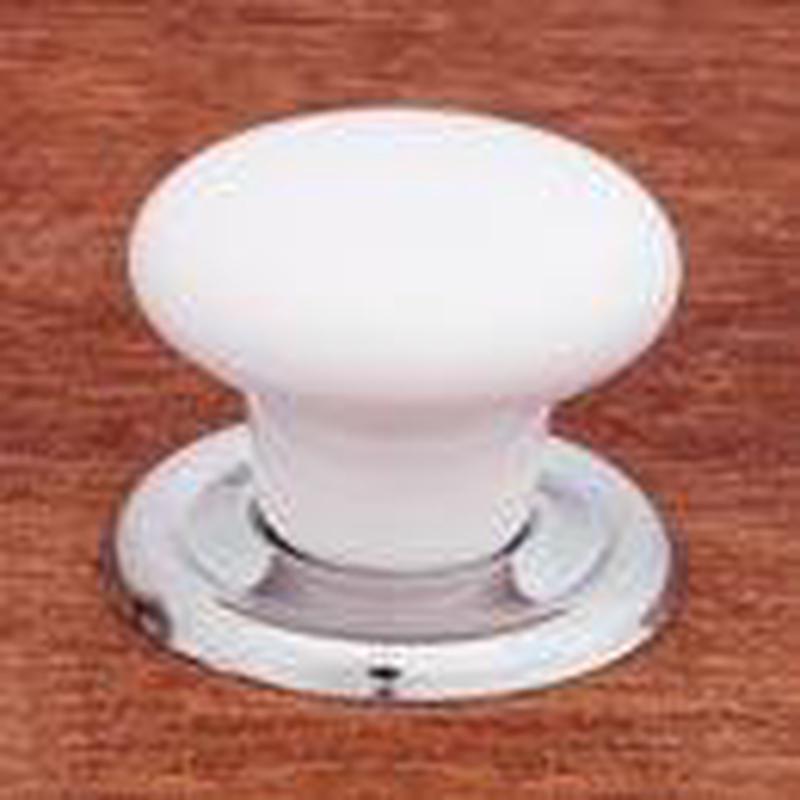 RK International  CK311 White Flat Porcelain Chrome Ring Knob