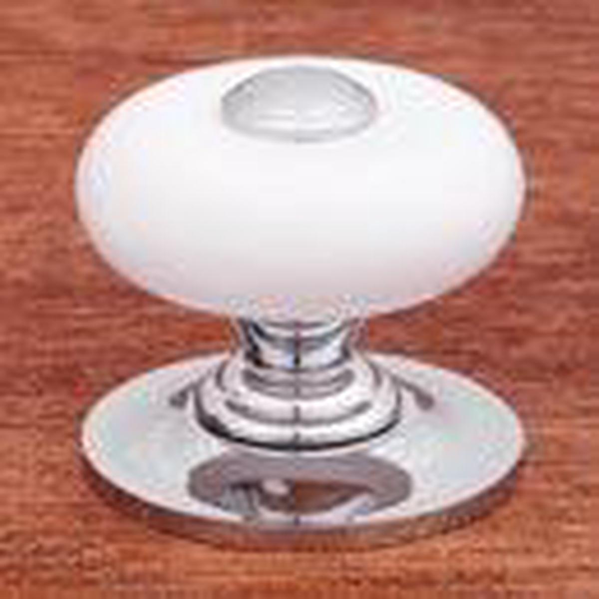 RK International CK315 White Porcelain Knob with Chrome Tip