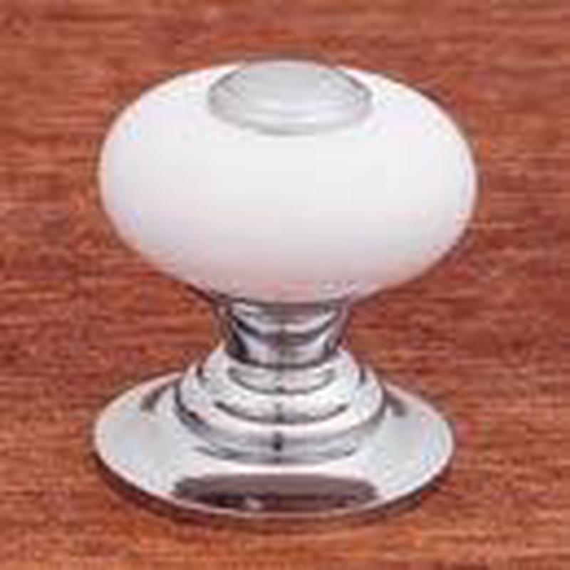 RK International  CK319 White Porcelain Knob with Chrome Tip