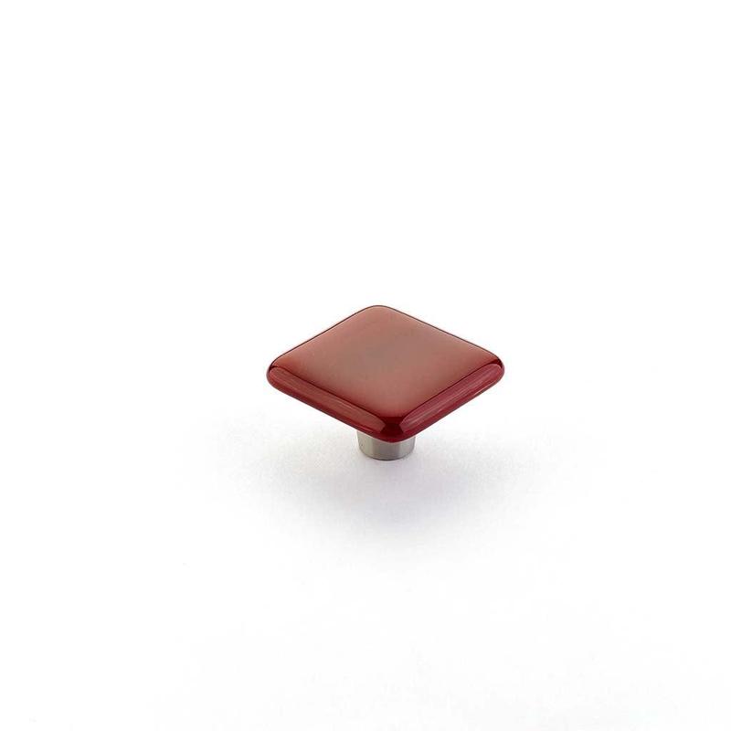 Schaub Knob, Square, Scarlet Silk, 1-1/2, dia 34-SCS