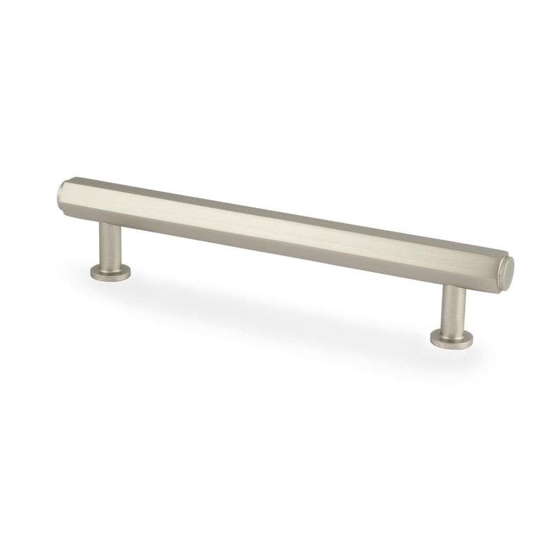 Alexander & Wilks - Vesper Hex T - Bar Cabinet Pull - Satin Nickel - 128mm C/C