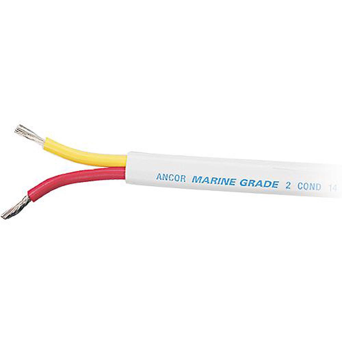 Ancor Marine Grade 124910 Tinned Duplex Safety Cable Red and Yellow With White Jacket, 18/2 Flat, 100'