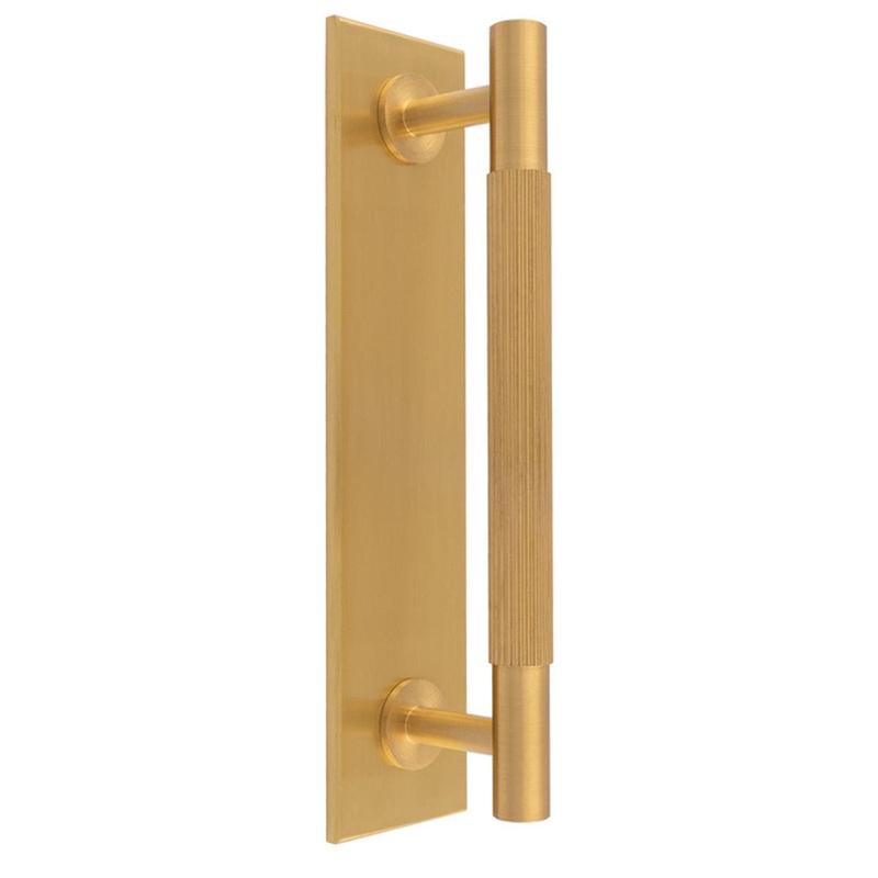 Carlisle Brass - Lines Pull Handles on backplate - 128mm c/c - Satin Brass