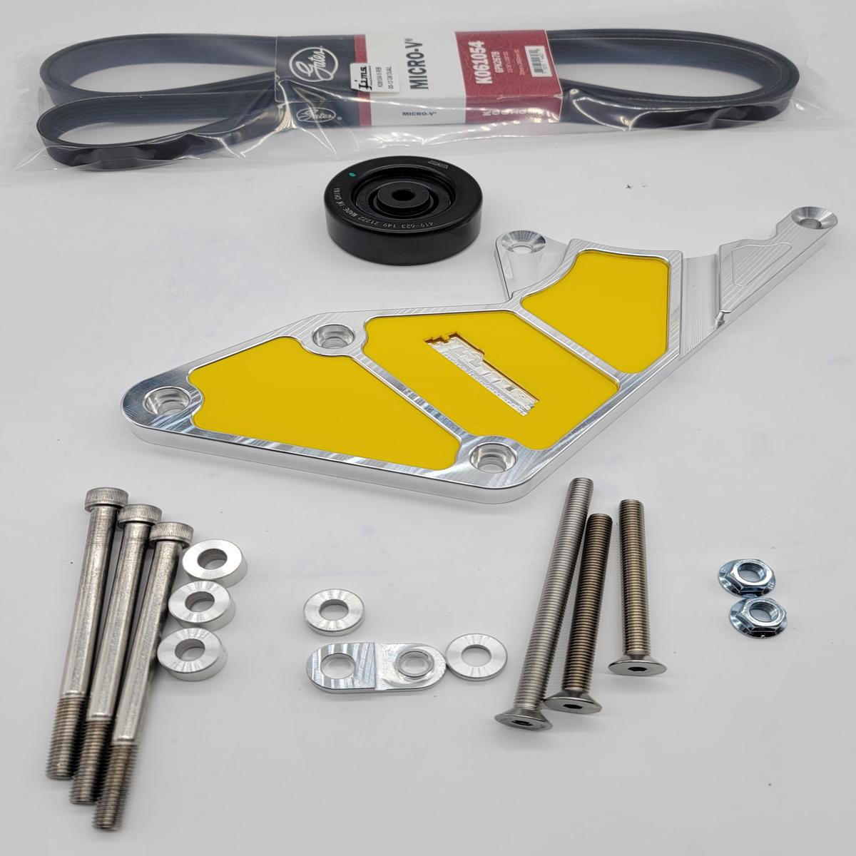 CHEVROLET TRUCK 00-13 DUAL BILLET ALTERNATOR BASIC BRACKET SET - YELLOW