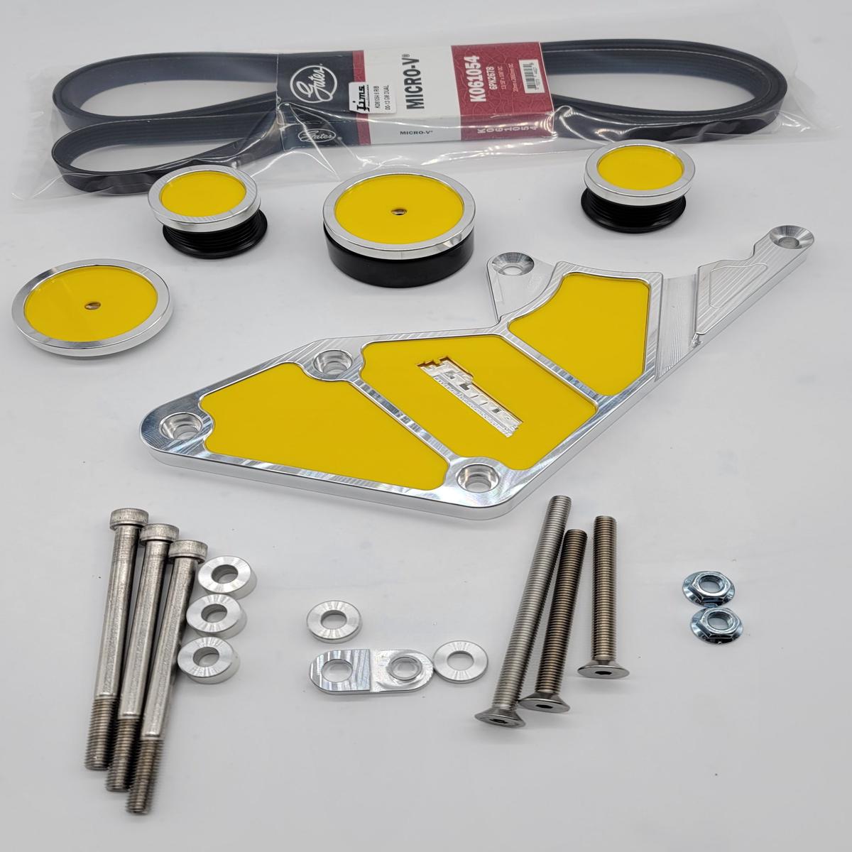 CHEVROLET TRUCK 00-13 DUAL BILLET ALTERNATOR BRACKET ***DELUXE SET*** - YELLOW