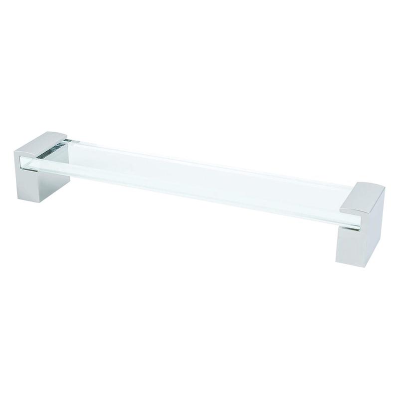 R. Christensen by Berenson Static 192mm CC Polished Chrome and Clear Glass Pull