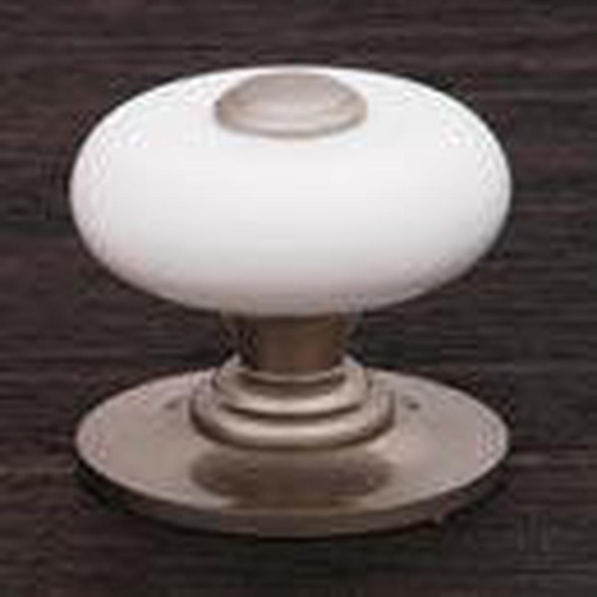 RK International CK316 White Porcelain Knob with Pewter Tip