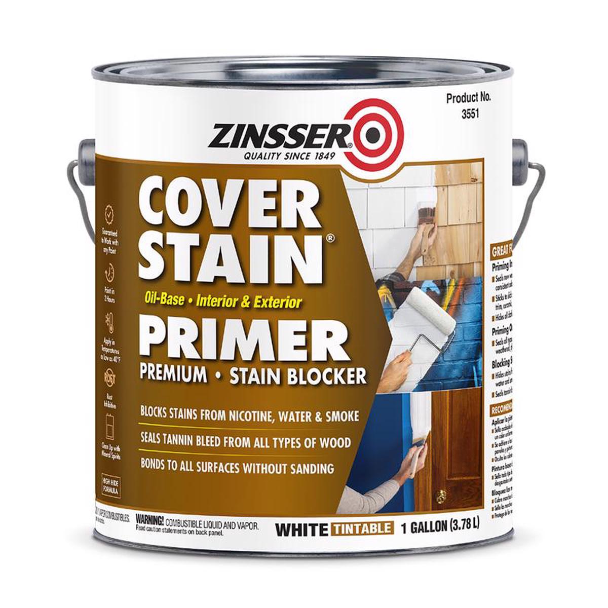 Zinsser Cover Stain White Oil-Based Alkyd Primer and Sealer 1 gal, Pack of 2