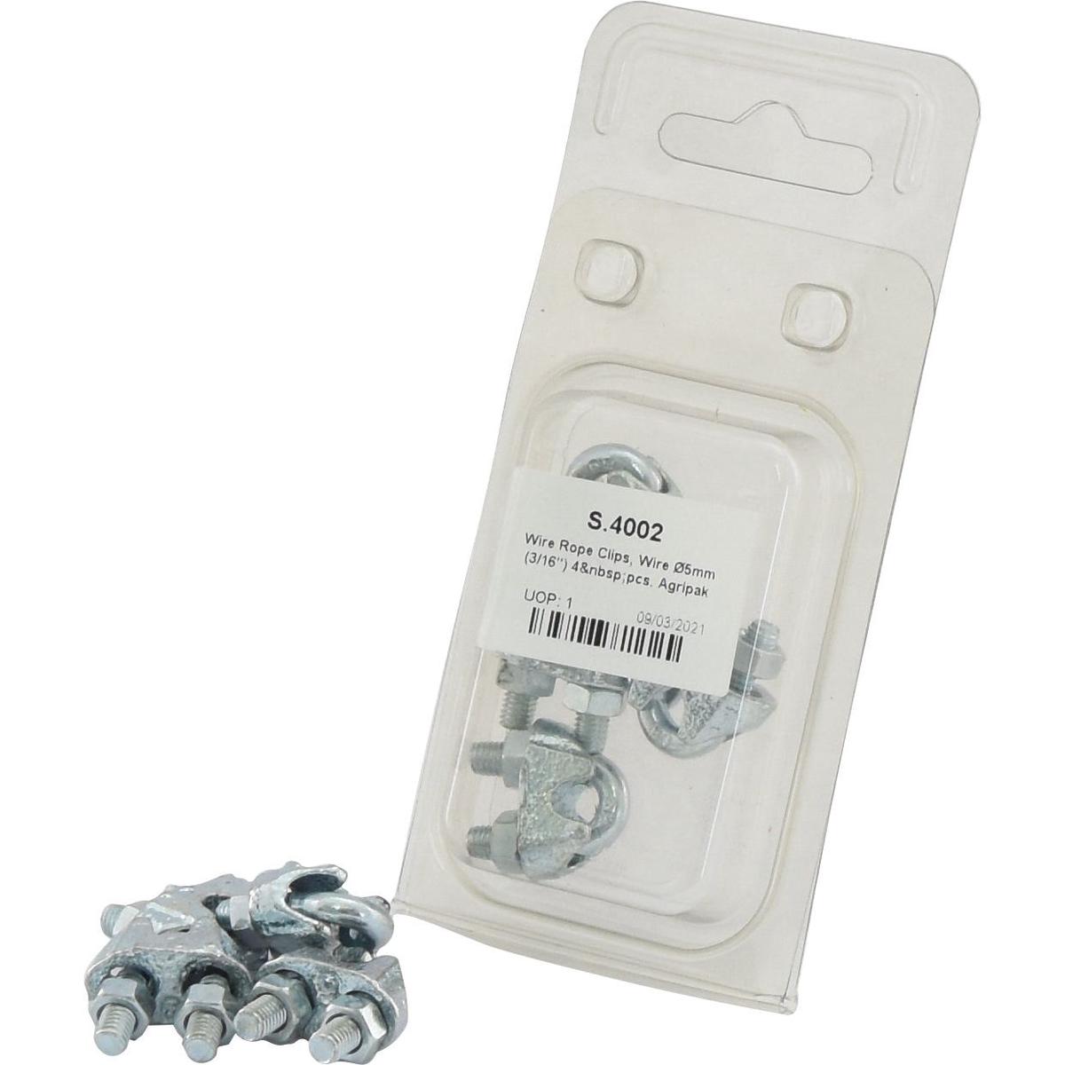 Wire Rope Clips, Wire 5 MM (3/16'') 4 Pcs. Agripak - Sparex Part S.4002