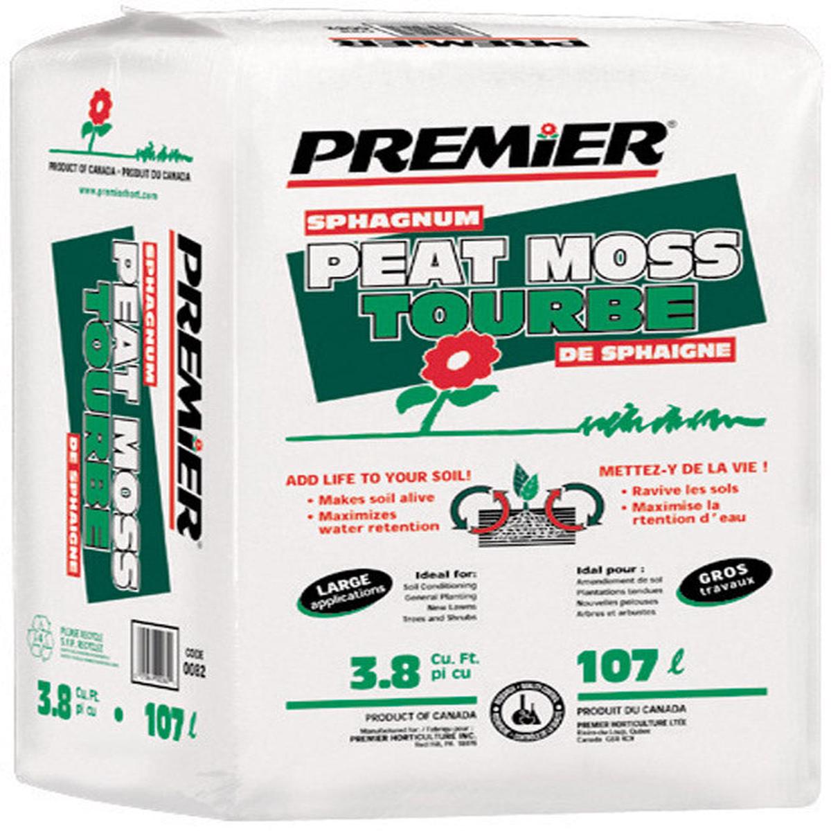 Premier Organic Sphagnum Peat Moss 3.8 ft, Pack of 15