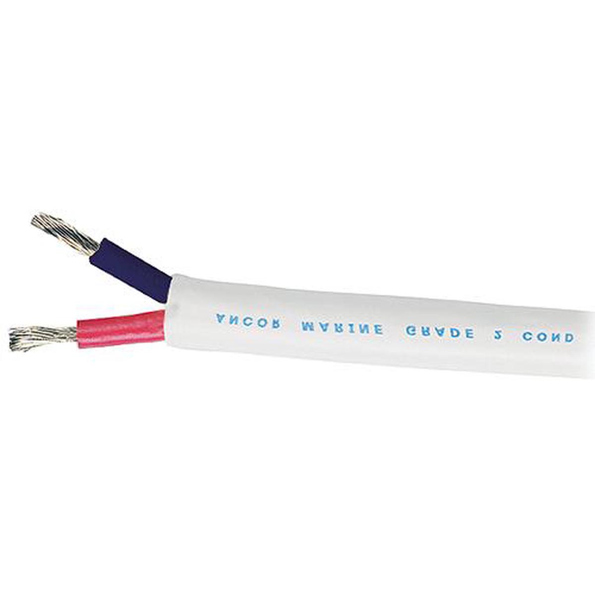 Ancor Marine Grade 121510 Tinned Duplex Cable Red and Black w/White Jacket, 14/2 100'