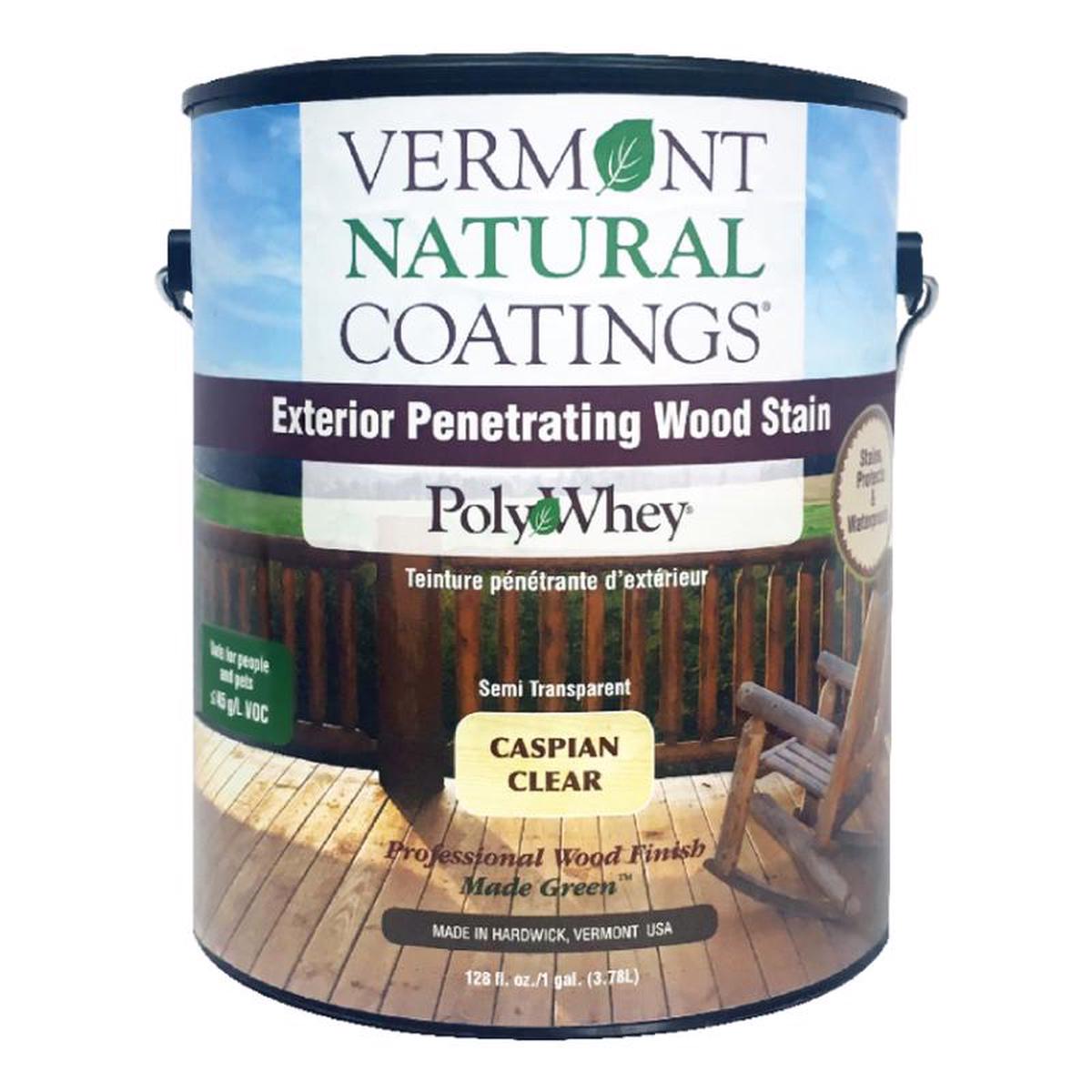 Vermont Natural Coatings PolyWhey Semi-Transparent Matte Caspian Clear Water-Based Penetrating Water, Pack of 4