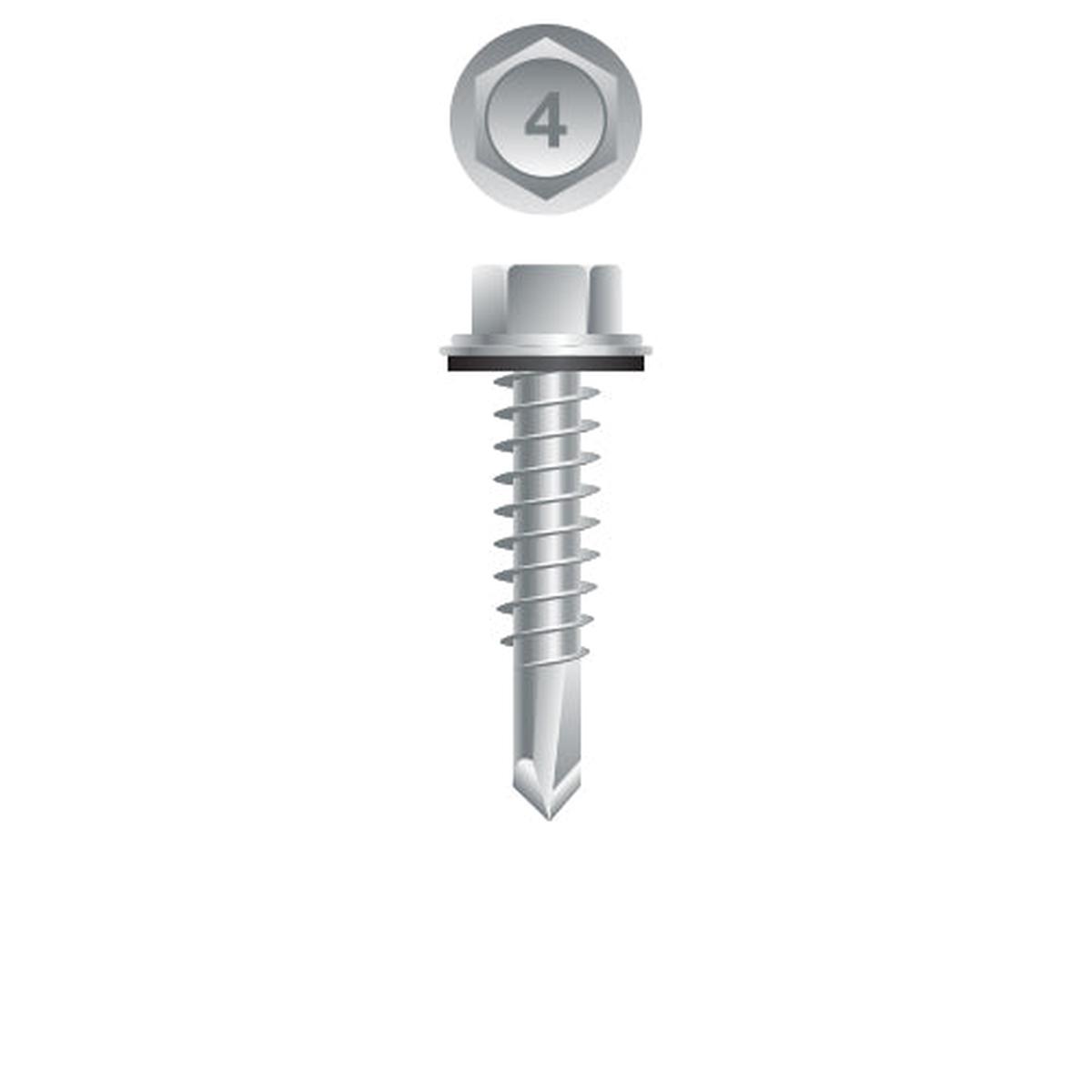 #12 Strong-Point Hex Washer Head w/Washer 12-14 x 2-1/2, 410 Stainless Steel
