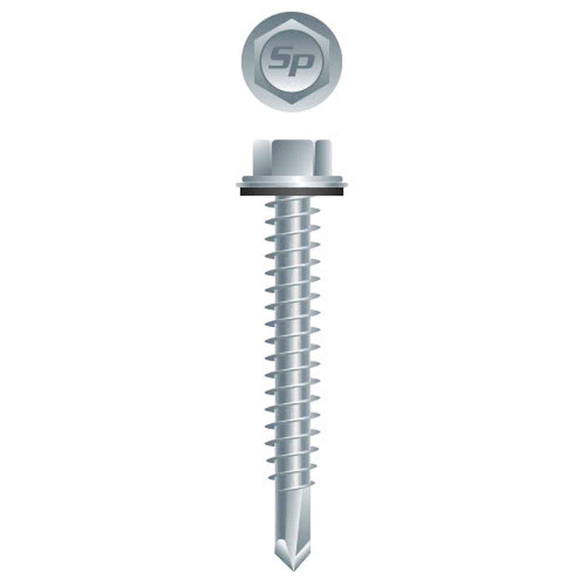 #10 Strong-Point Hex Washer Head w/Washer 10-16 x 1, Zinc