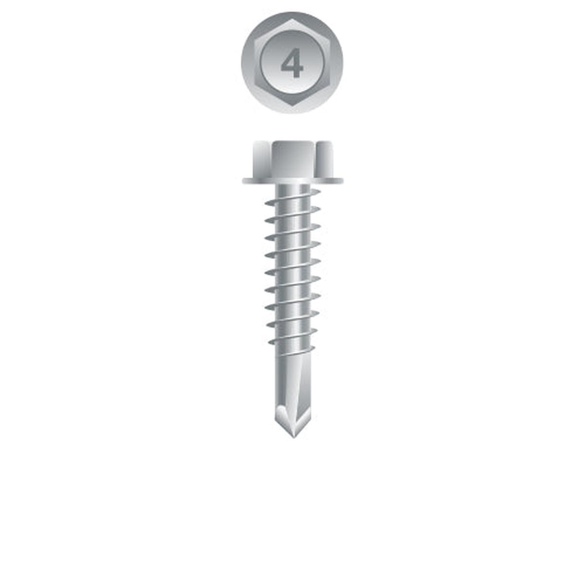 #12 Strong-Point Hex Washer Head 12-14 x 1, 410 Stainless Steel