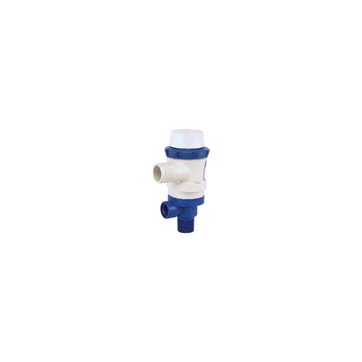 Shurflo 357-103-10 Anti-Airlock 12V 1,100 GPH 4.5 Amp White & Blue Piranha Dual Port Livewell Pump
