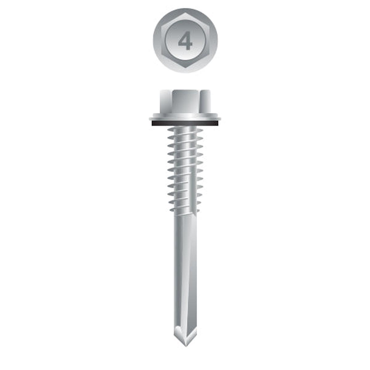 #12 Strong-Point Hex Washer Head w/Washer 12-24 x 2, 410 Stainless Steel