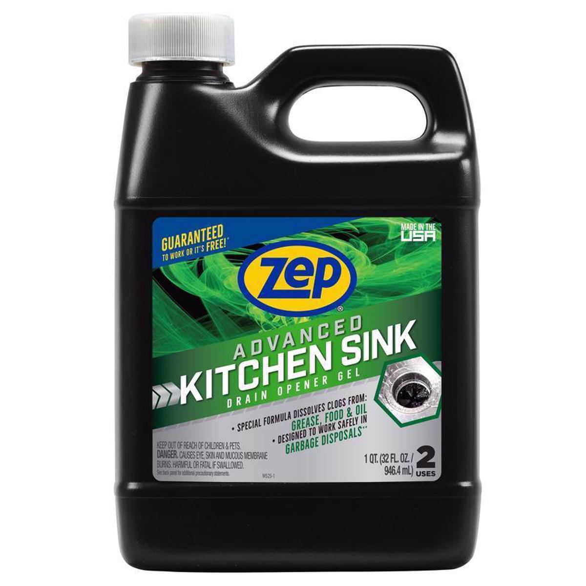 Zep Advanced Kitchen Sink Gel Drain Opener 1 qt, Pack of 12