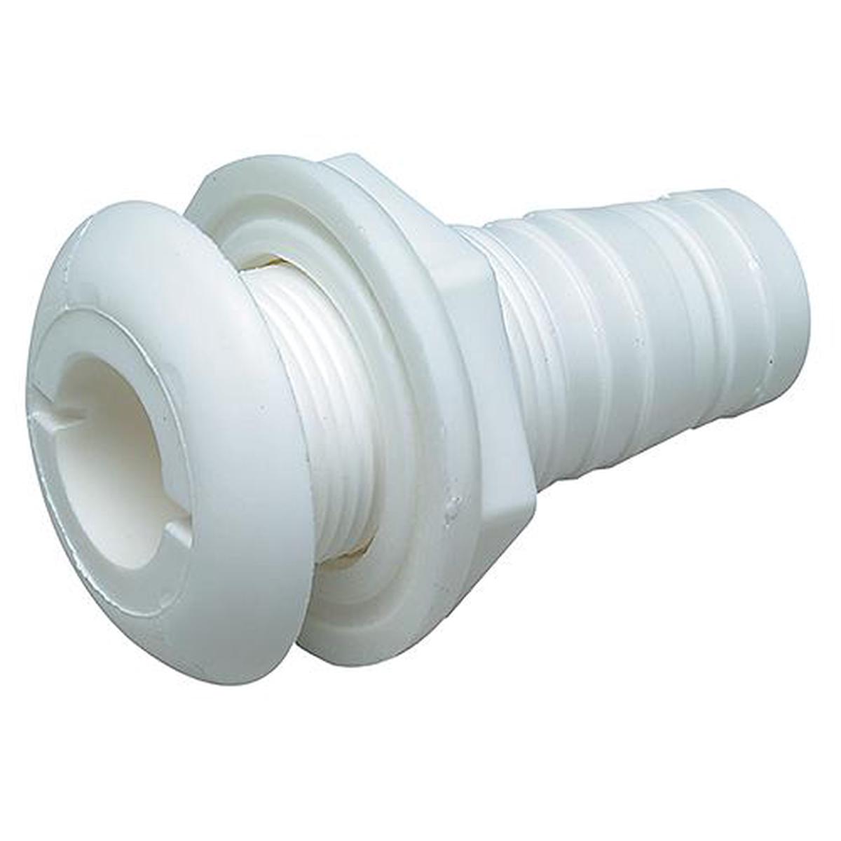 1/2 White Plastic Thru-Hull w/Broad Flange