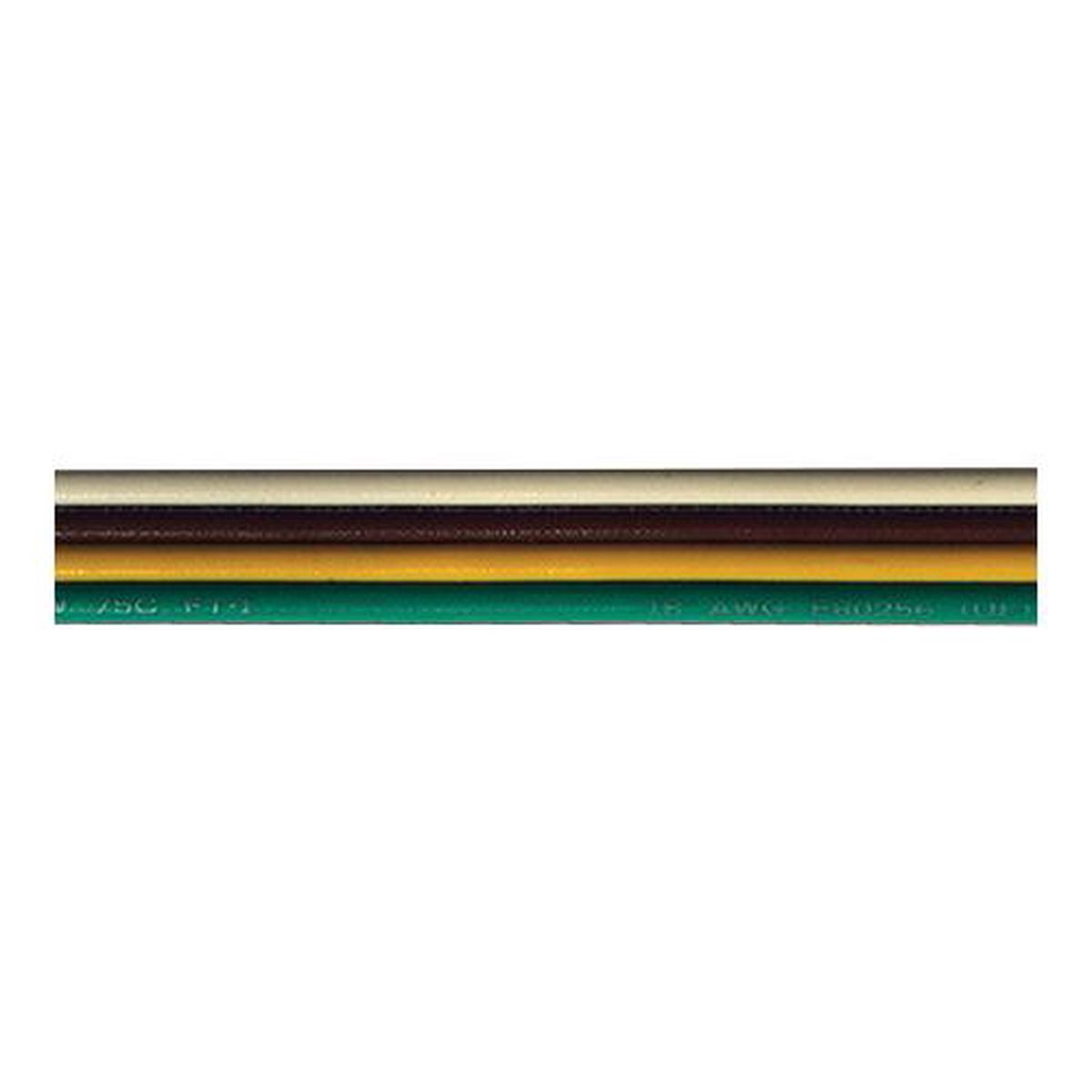 Bare Copper Bonded Ribbon Cable, 500' 16/4 AWG White/Brown/Yellow/Green