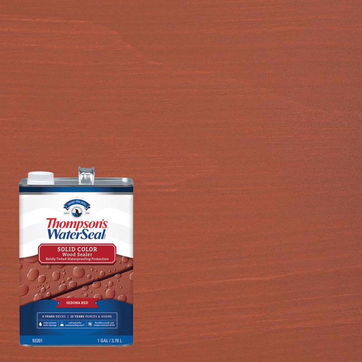 Thompson's WaterSeal Wood Sealer Solid Sedona Red Waterproofing Wood Sealer 1 gal, Pack of 4