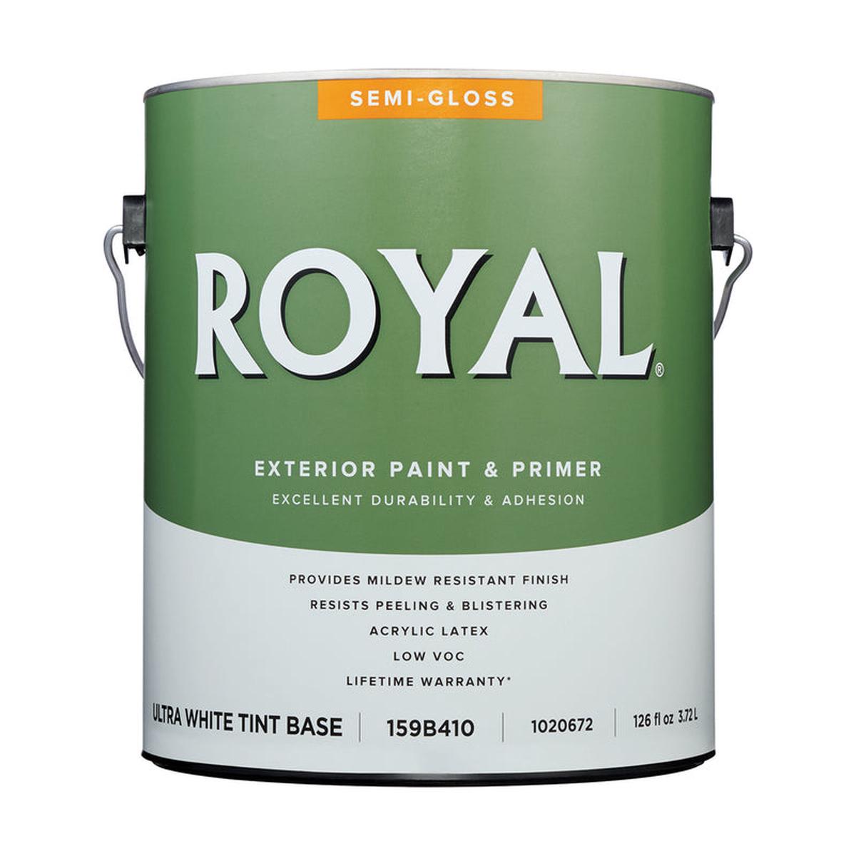 Royal Semi-Gloss Tint Base Ultra White Base Paint Exterior 1 gal, Pack of 4