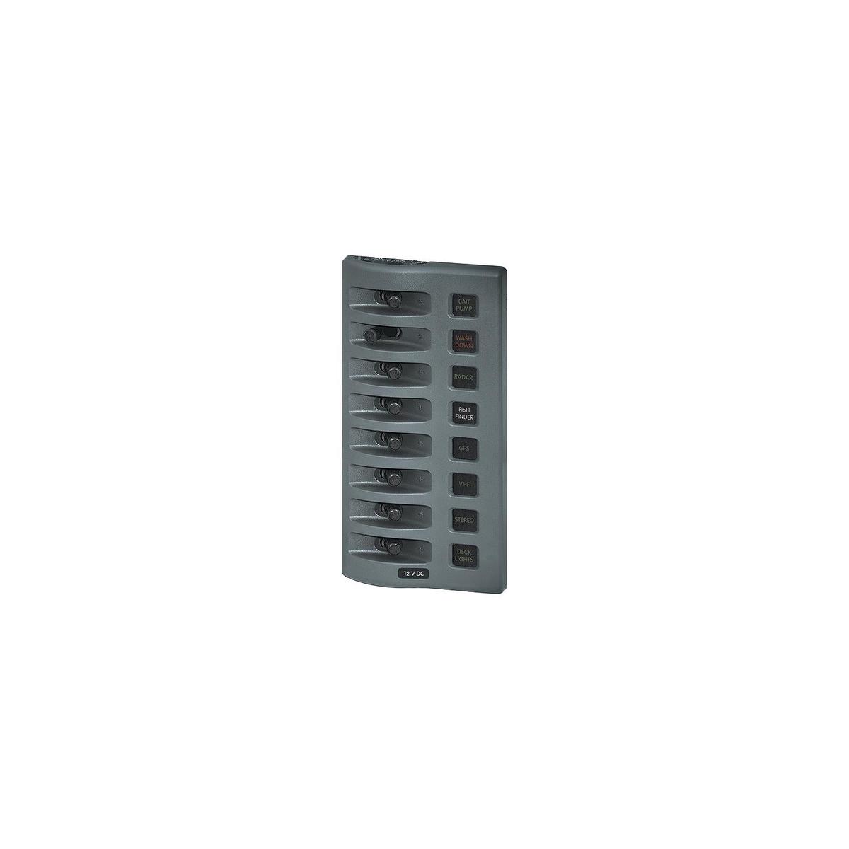 Blue Sea Systems 4308 WeatherDeck 12V DC 8 Position Waterproof Fuse Panel, Gray