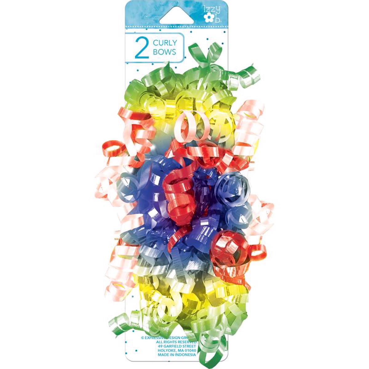 Paper Images Izzy Ob Multi-Color Primary Curly Bows, Pack of 6