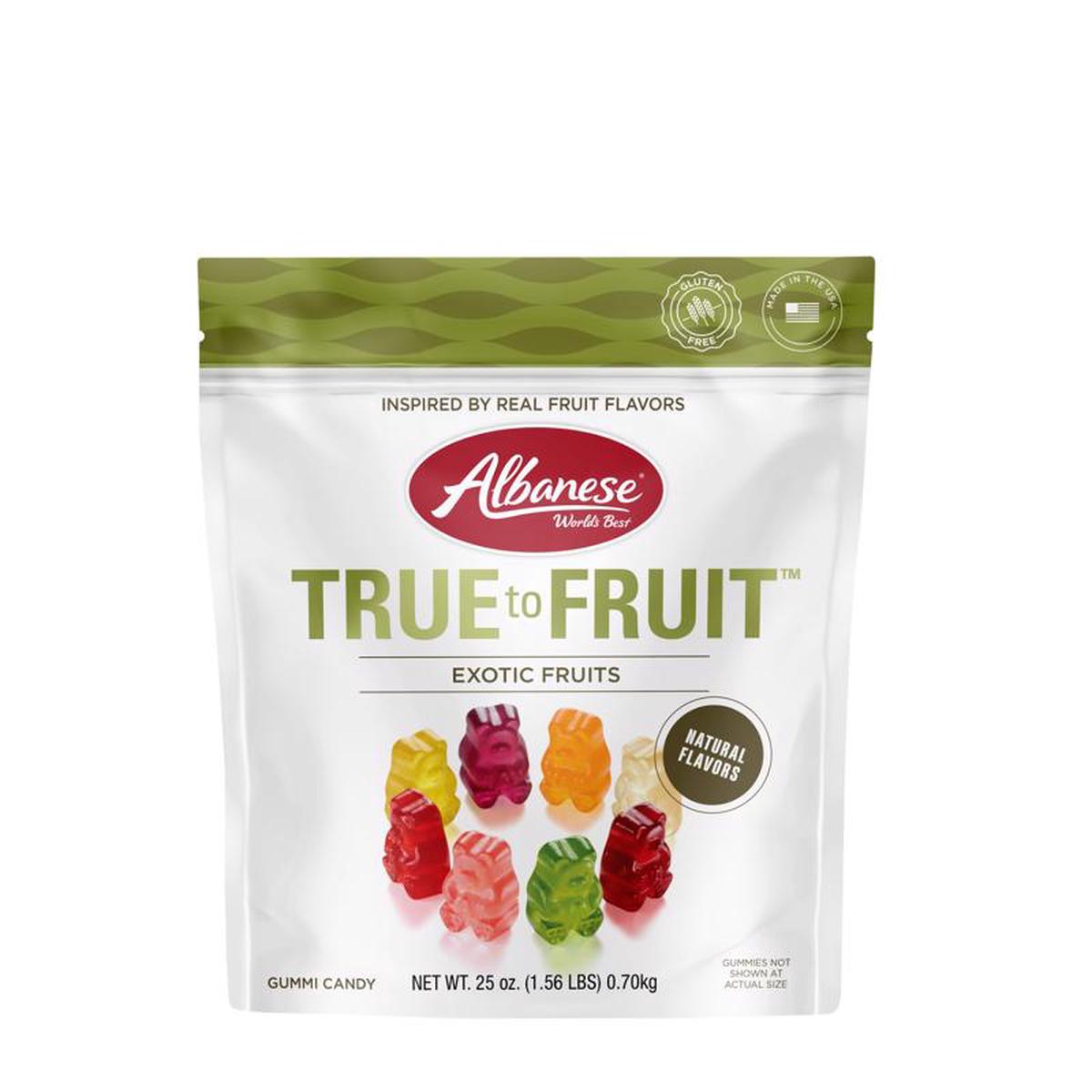 Albanese True to Fruit-Exotic Fruits Assorted Gummi Bears 25 oz, Pack of 4