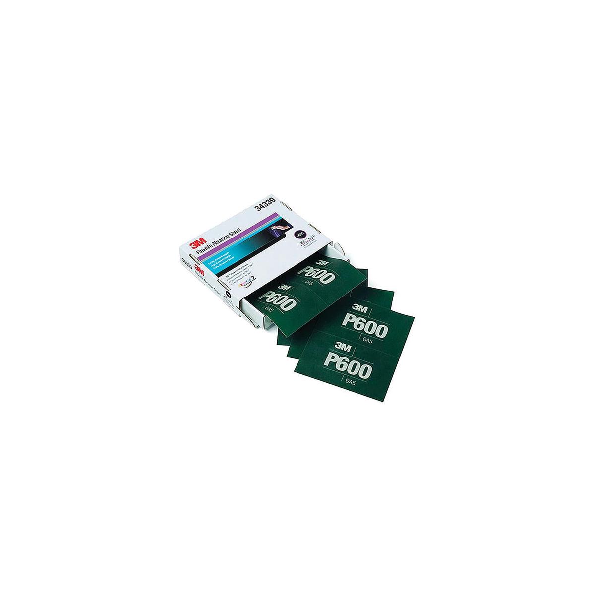 3M Hookit Flexible Abrasive Hand Sheet, P600, 25/pk