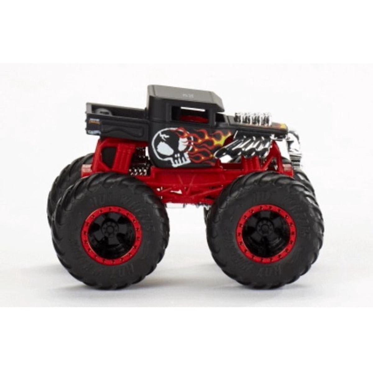 Hot Wheels Monster Trucks Cars Black/Red, Pack of 4