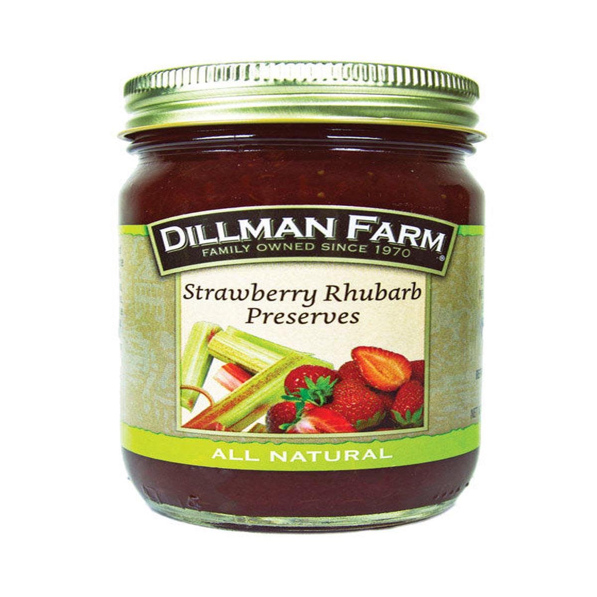 Dillman Farm All Natural Strawberry Rhubarb Preserves 16 oz Jar, Pack of 6