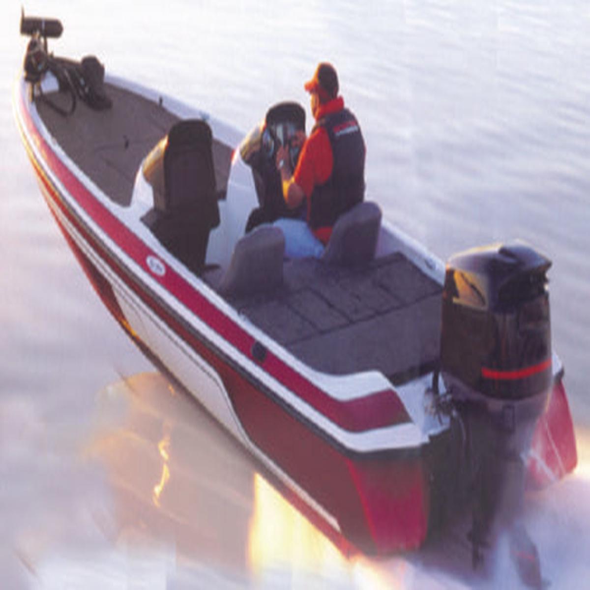 Carver 77218S11 Wide Bass Boats, 18'6, Sun-Dura Mist Gray O/B w/Tie Down Kit