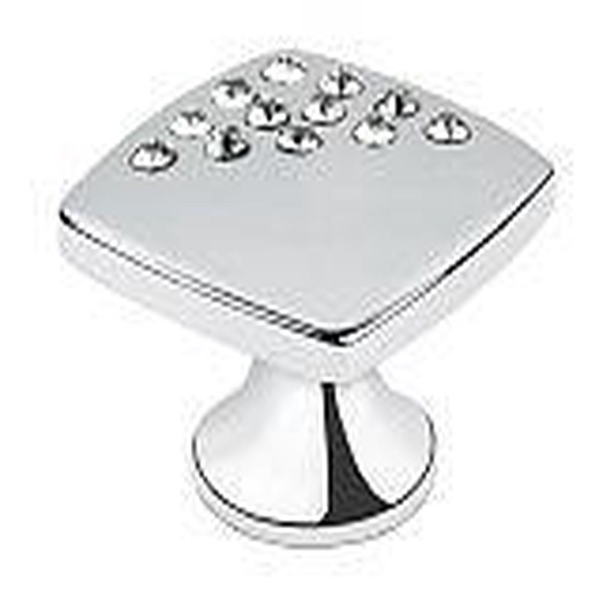 TopEx Crystal " (0mm) Square Swarovski Crystal Cabinet Knob (Bright Chrome) P2059CRLSWA