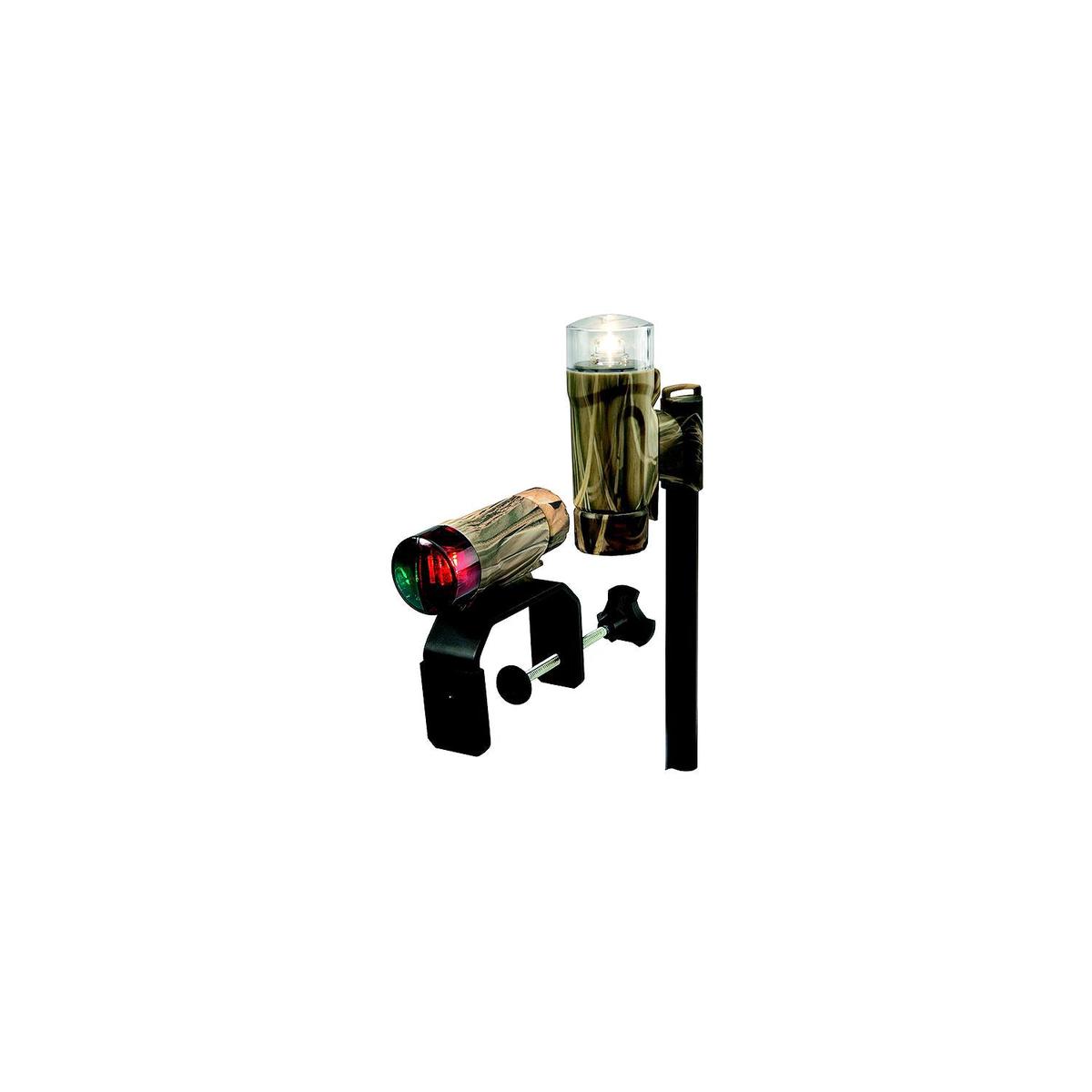 Attwood 141917 C-Clamp Mount Portable LED Nav Light Kit w/Threaded Pole, Real Tree Max-4 Camo