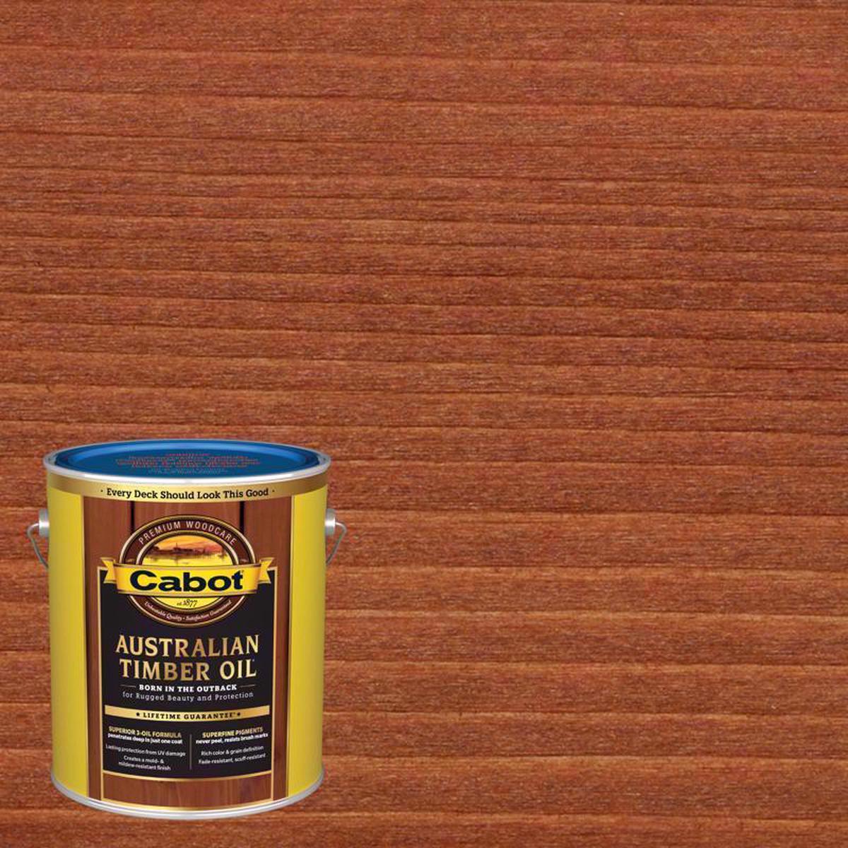 Cabot Australian Timber Oil Low VOC Transparent Jarrah Brown Oil-Based Australian Timber Oil 1 gal, Pack of 4