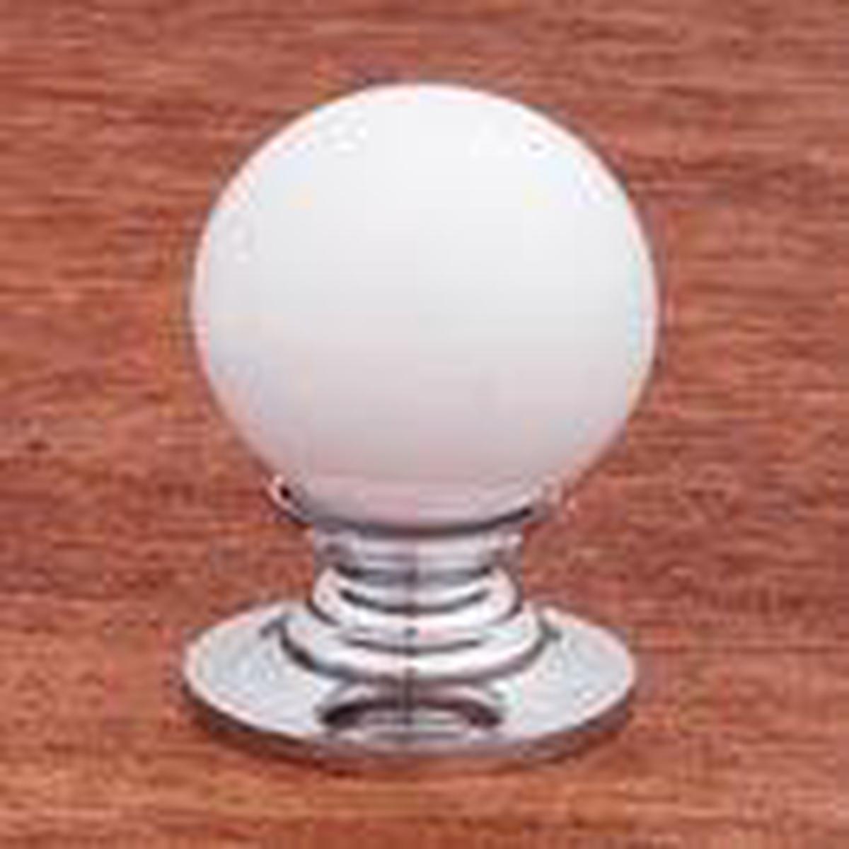 RK International  CK307 White Porcelain Chrome Knob