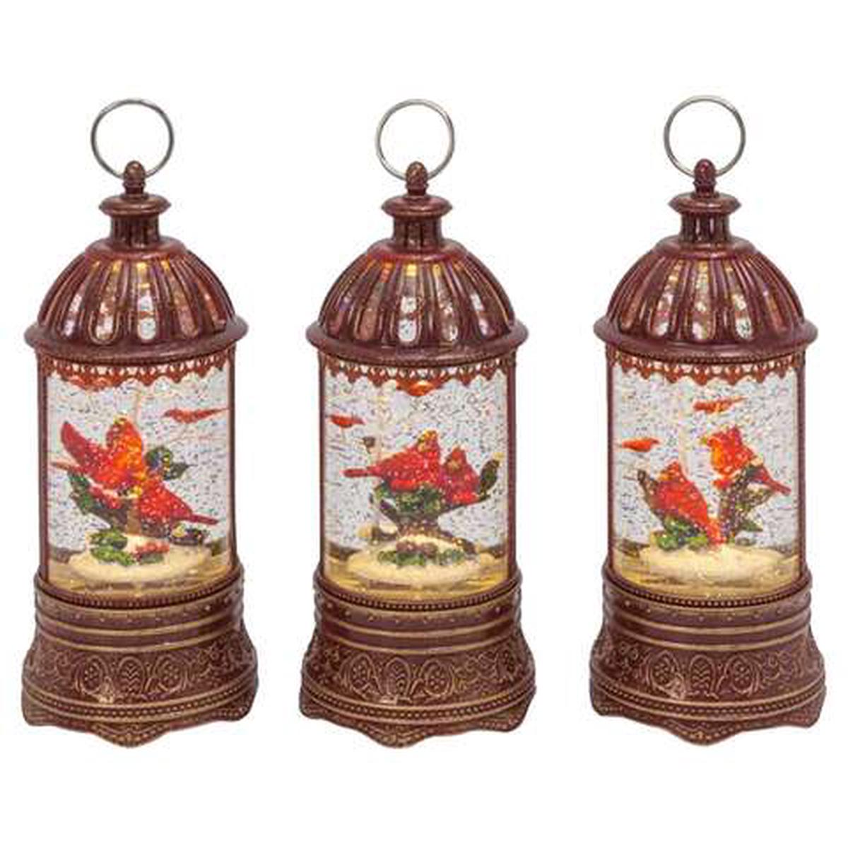 Gerson 10 in. Glass/Metal Musical Spinning Water Globe Multicolored Lantern, Pack of 6