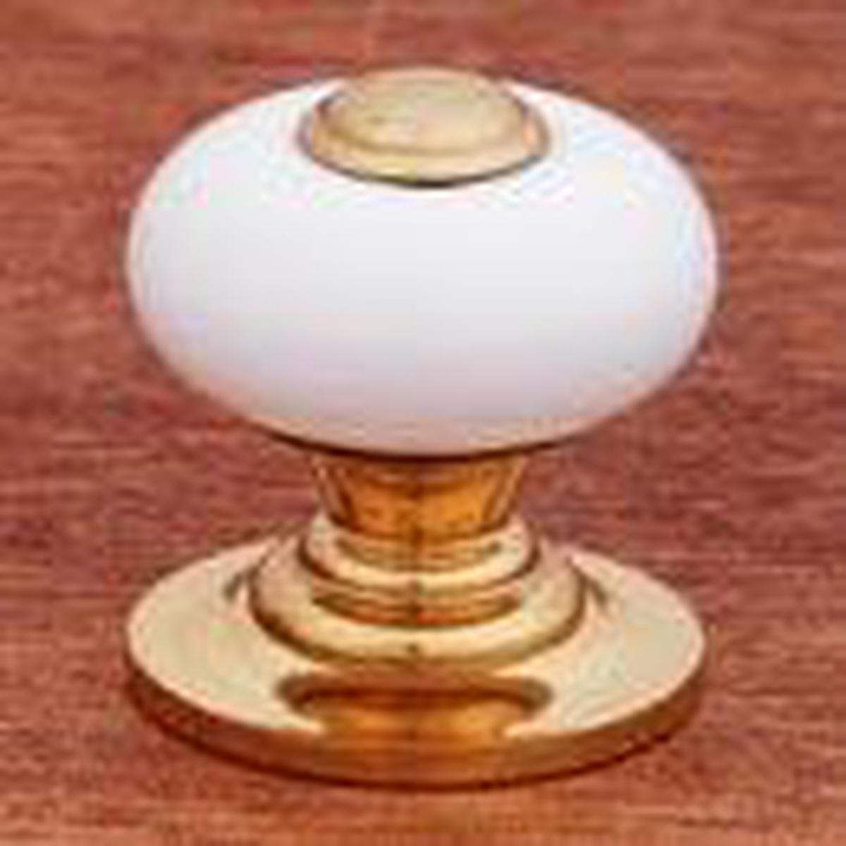 RK International  CK320 White Porcelain Knob with Brass Tip
